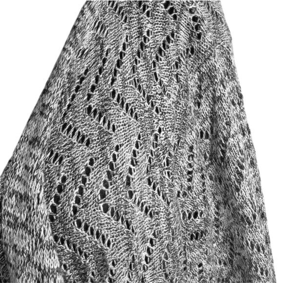 OneWorld Size 2X Womens Cardigan Sweater Open Front Gray Black Chevron Knit - Picture 3 of 10